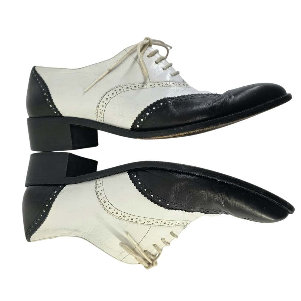 Robert Clergerie Leather Spectator Brogue Wingtip Oxford Shoes Black White Sz5.5 - Picture 10 of 16